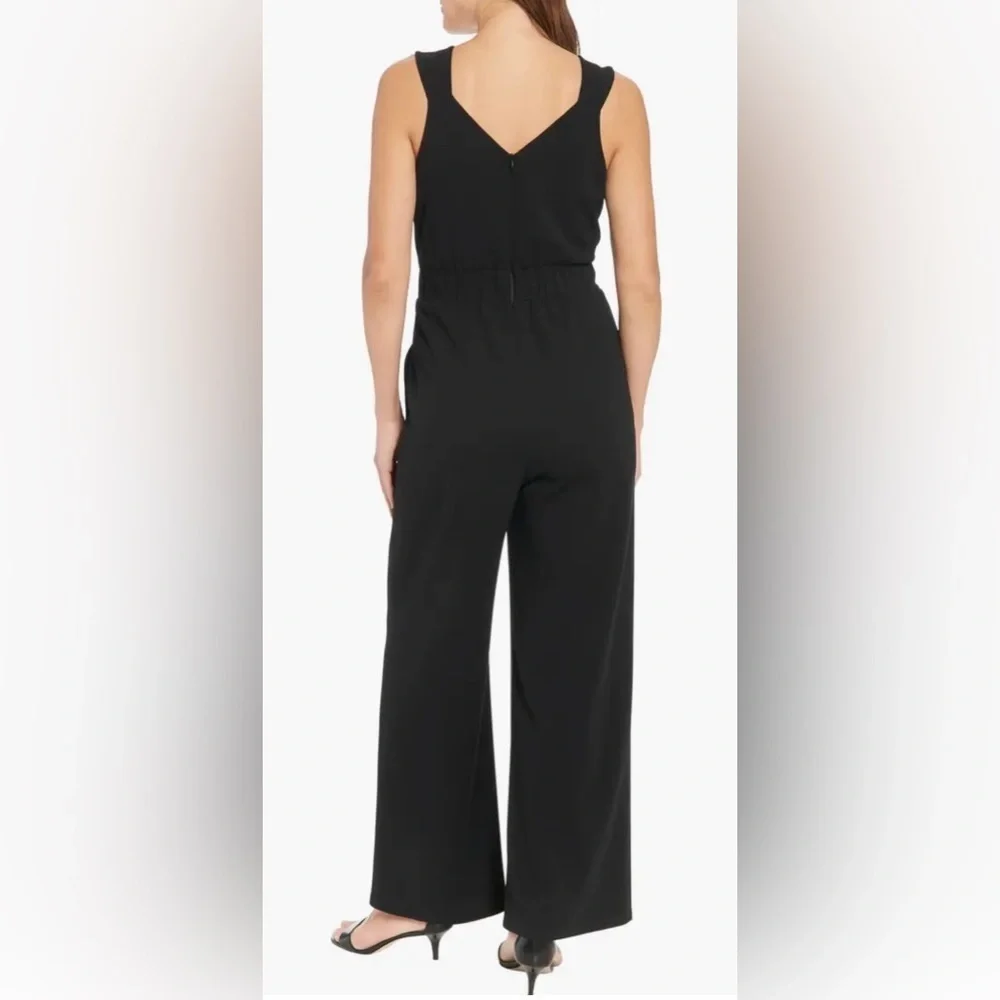 London Times Tie Waist Sleeveless Wide Leg Jumpsuit, Size 12, BLACK, NWT - Picture 3 of 4